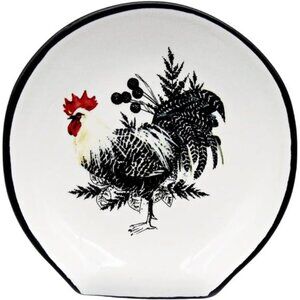 Rooster Spoon Rest - Farmhouse Rooster Kitchen Decor, 5'' Ceramic Large Spoon